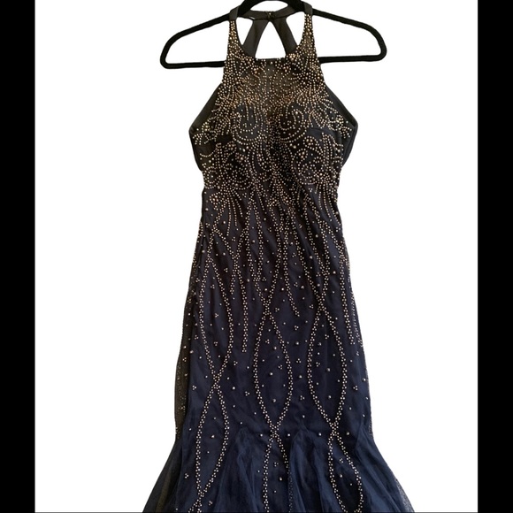 Xscape black beaded halter mermaid prom dress evening gown sz 2 - Picture 2 of 6